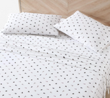 Eddie Bauer - King Sheets, Cotton Percale Bedding Set, Crisp & Cool Home Decor (Fishing Flies White,4 pcs, King)