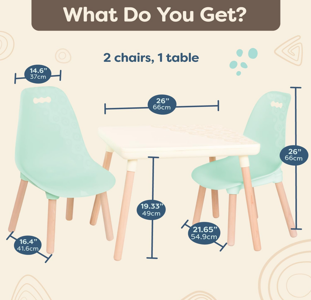 Table and Chair Set- Furniture For Toddlers- 1 Craft Table & 2 Chairs