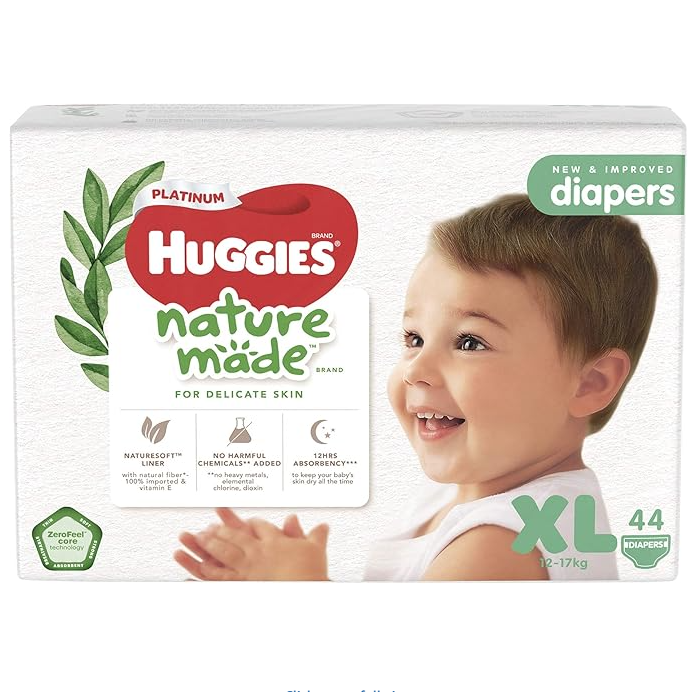 Huggies Platinum Naturemade Tape Diapers XL 44ct Pack Of 3