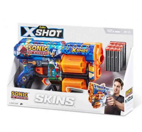 XSHOT Skins Dread Foam Dart Blaster (12 Dart) by ZURU x Sonic The Hedgehog Toy Foam Dart Blaster for Kids, Teens, Adults