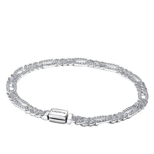 Pandora 925 Silver Oval Cuban Chain Bracelet