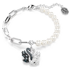 Swarovski 5705720 Swan Bracelet Crystal Pearlv Black Mixed Metal finish