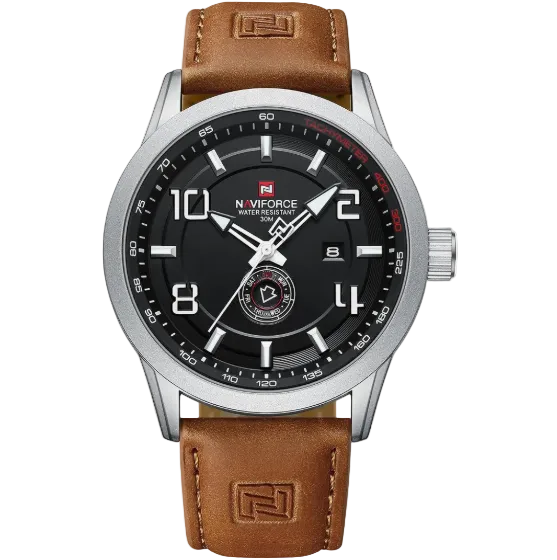 Naviforce NF9229 Sport Watch Men Leather Band Waterproof Quartz Analog Wristwatch