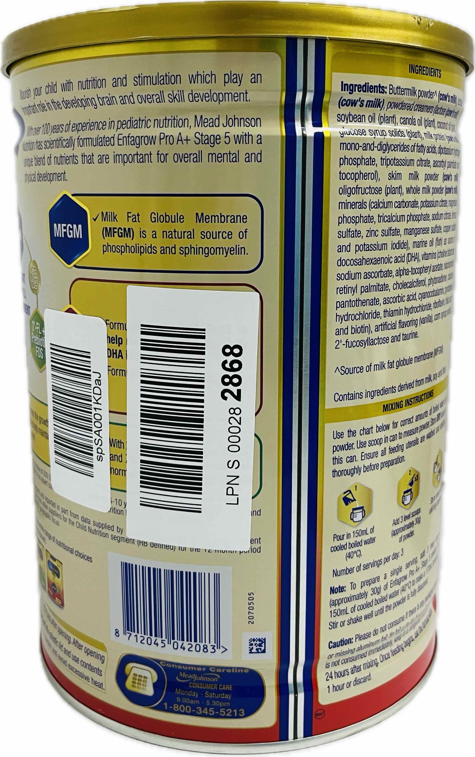Enfagrow Pro A+ Stage 5 Milk Powder Formula For Children DHA+ 6+ 1.65kg Secondary image