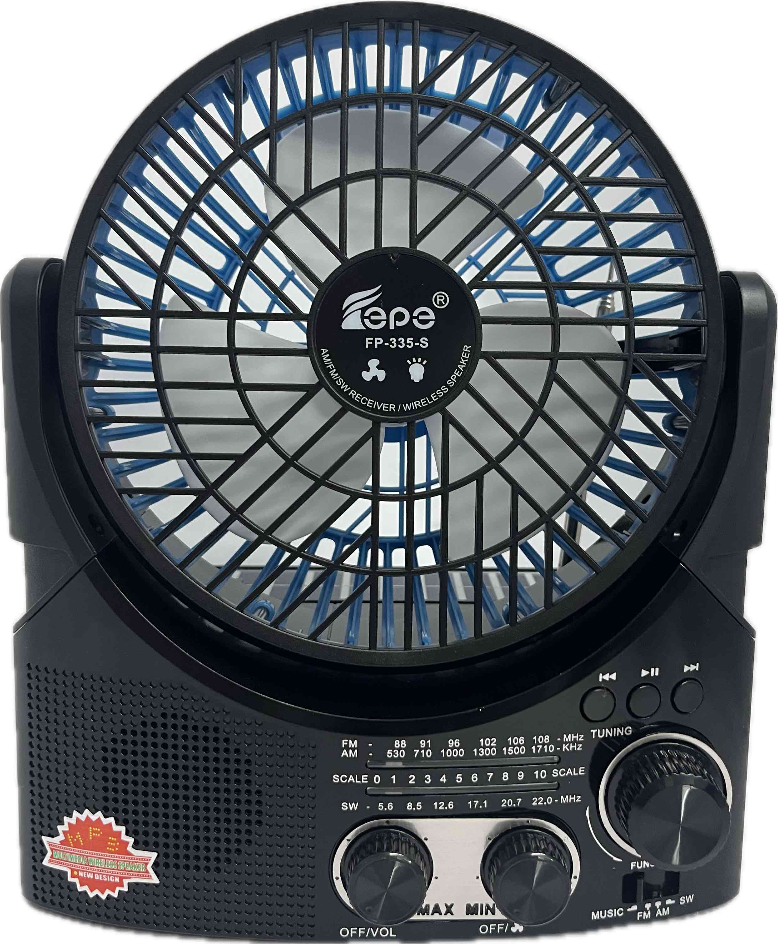 EPE FP335S Solar Charged Wireless Speaker With 6in Fan Main image
