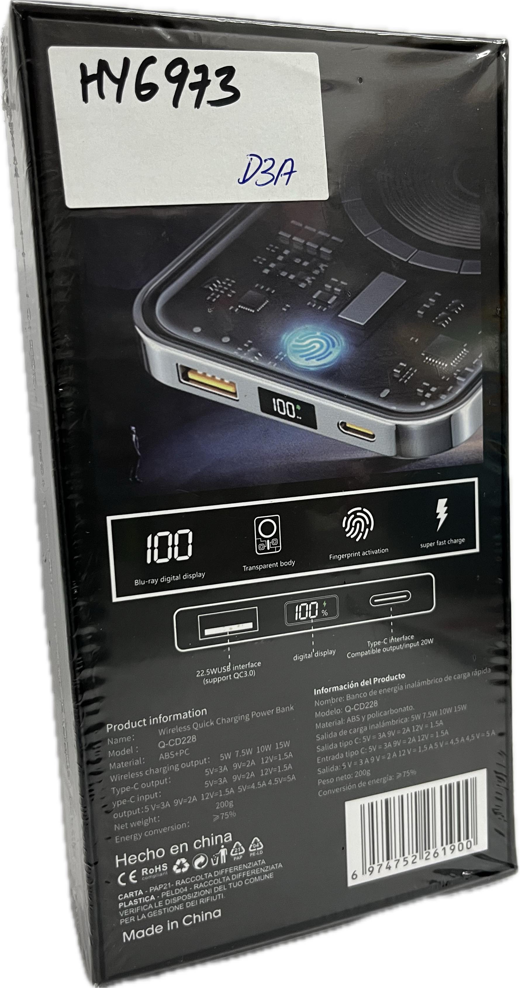 Andowl QCD228 15000mAh Magnetic Wireless Power Bank Secondary image