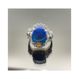 Natural Black Opal & Diamond Ring PT900 with Cert