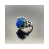 Natural Black Opal & Diamond Ring PT900 with Cert