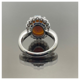 PT900 Ring Natural Black Opal & Diamond With Cert