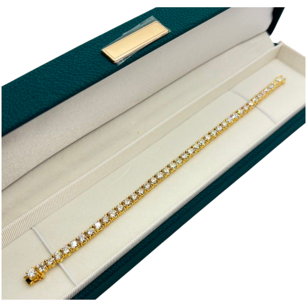 18K Yellow Gold Natural Diamond Tennis Bracelet