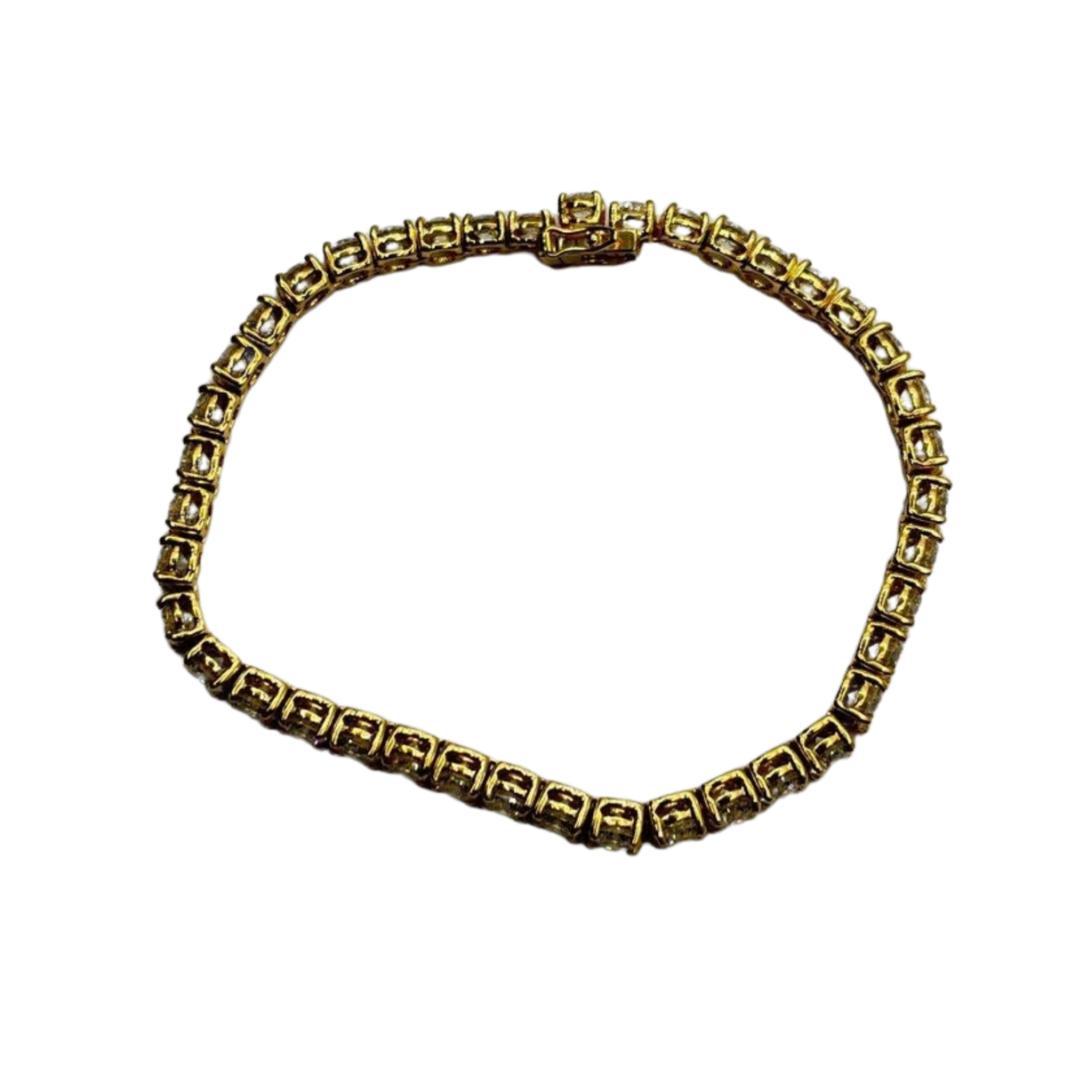 18K Yellow Gold Natural Diamond Tennis Bracelet
