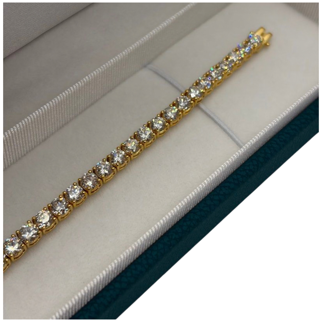 18K Yellow Gold Natural Diamond Tennis Bracelet