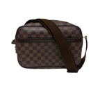Louis Vuitton Reporter PM Shoulder Bag, Damier Ebene, N45253, Brown with Gold Hardware