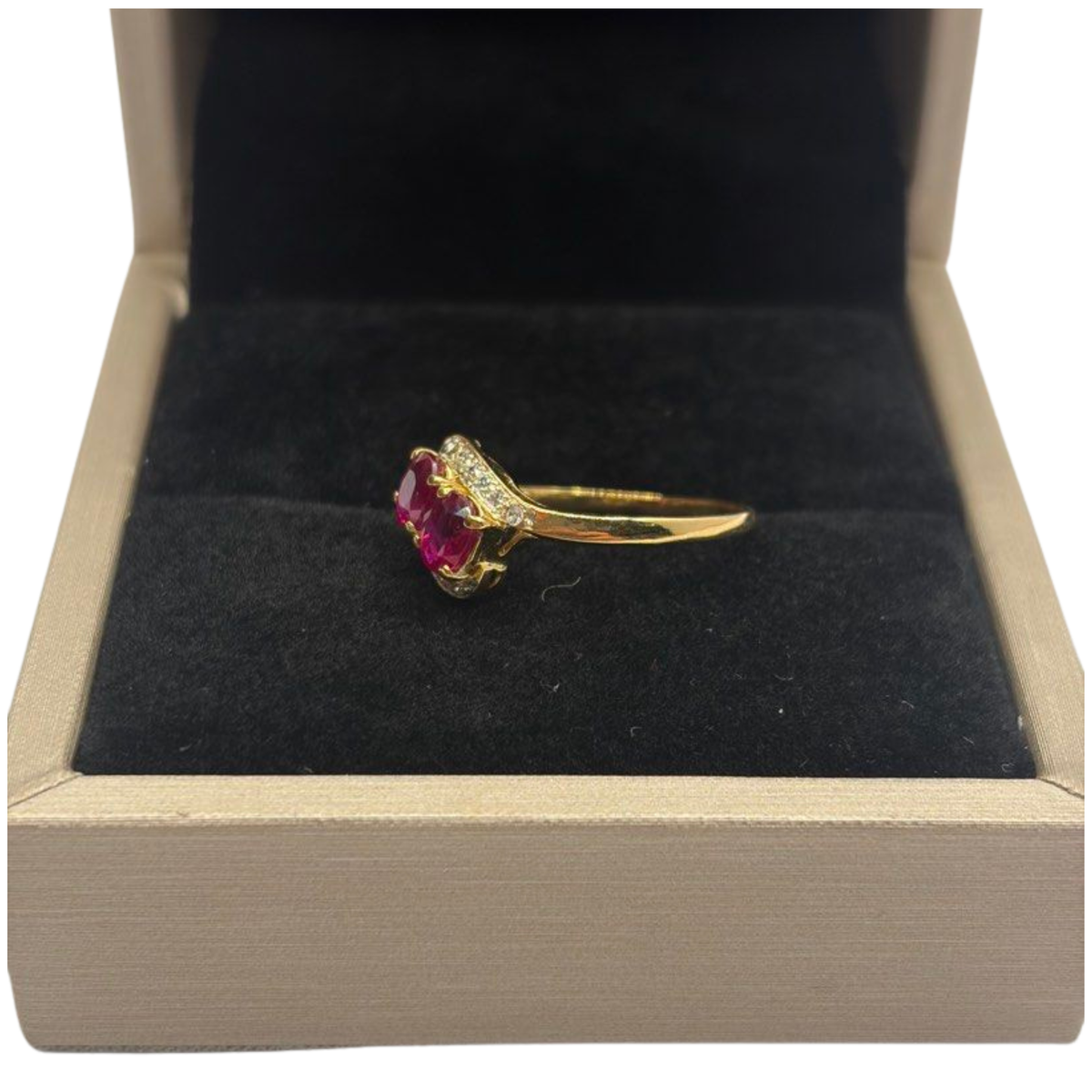 585 Yellow Gold Natural Ruby & Diamond Ladies Ring