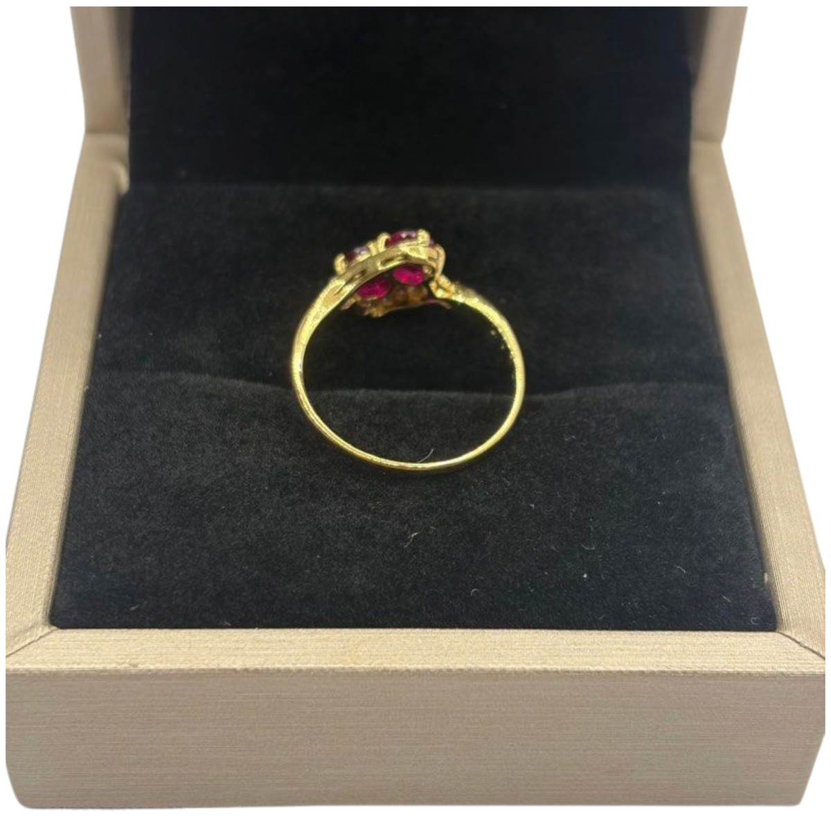 585 Yellow Gold Natural Ruby & Diamond Ladies Ring