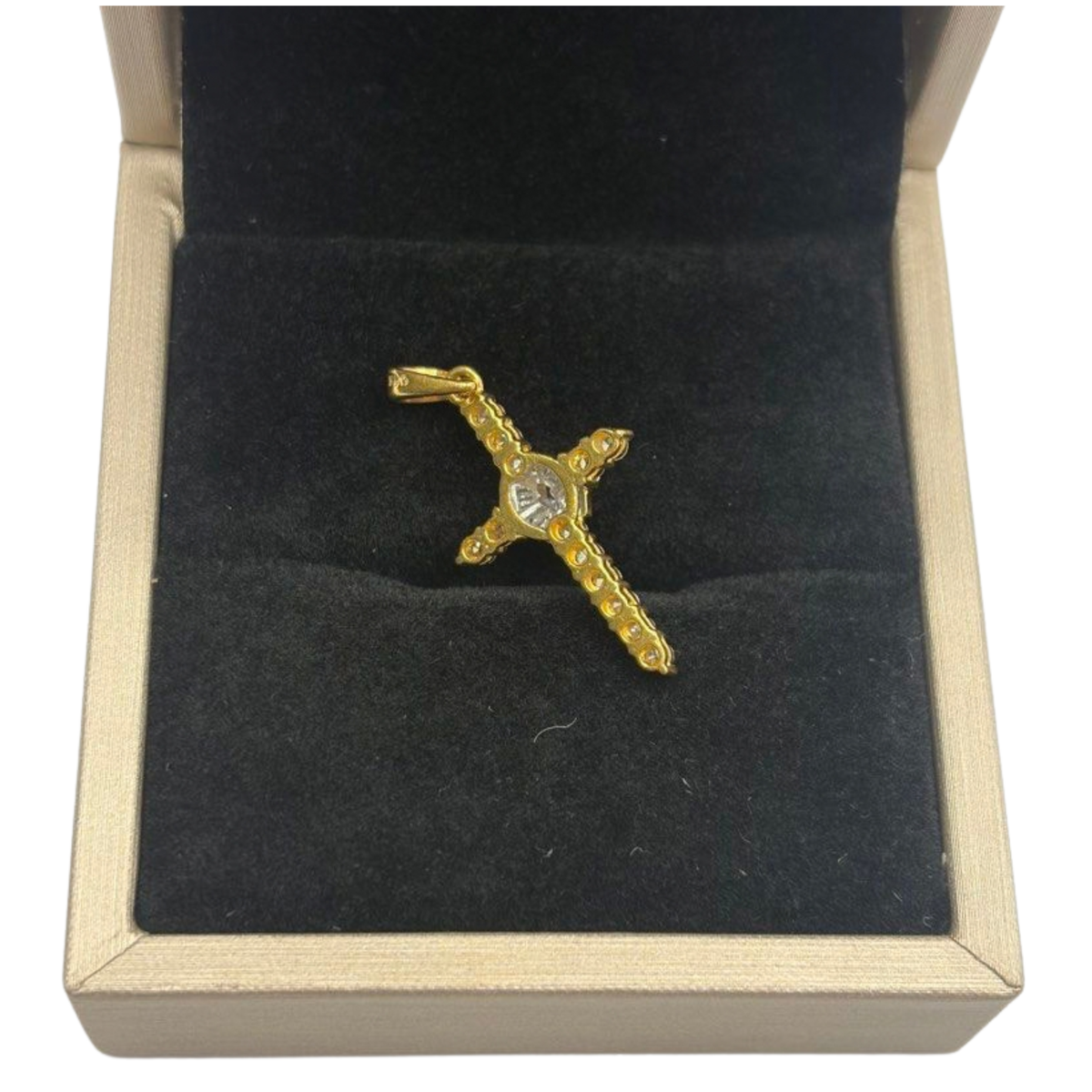 22K Yellow Gold Natural Diamond Cross Pendant