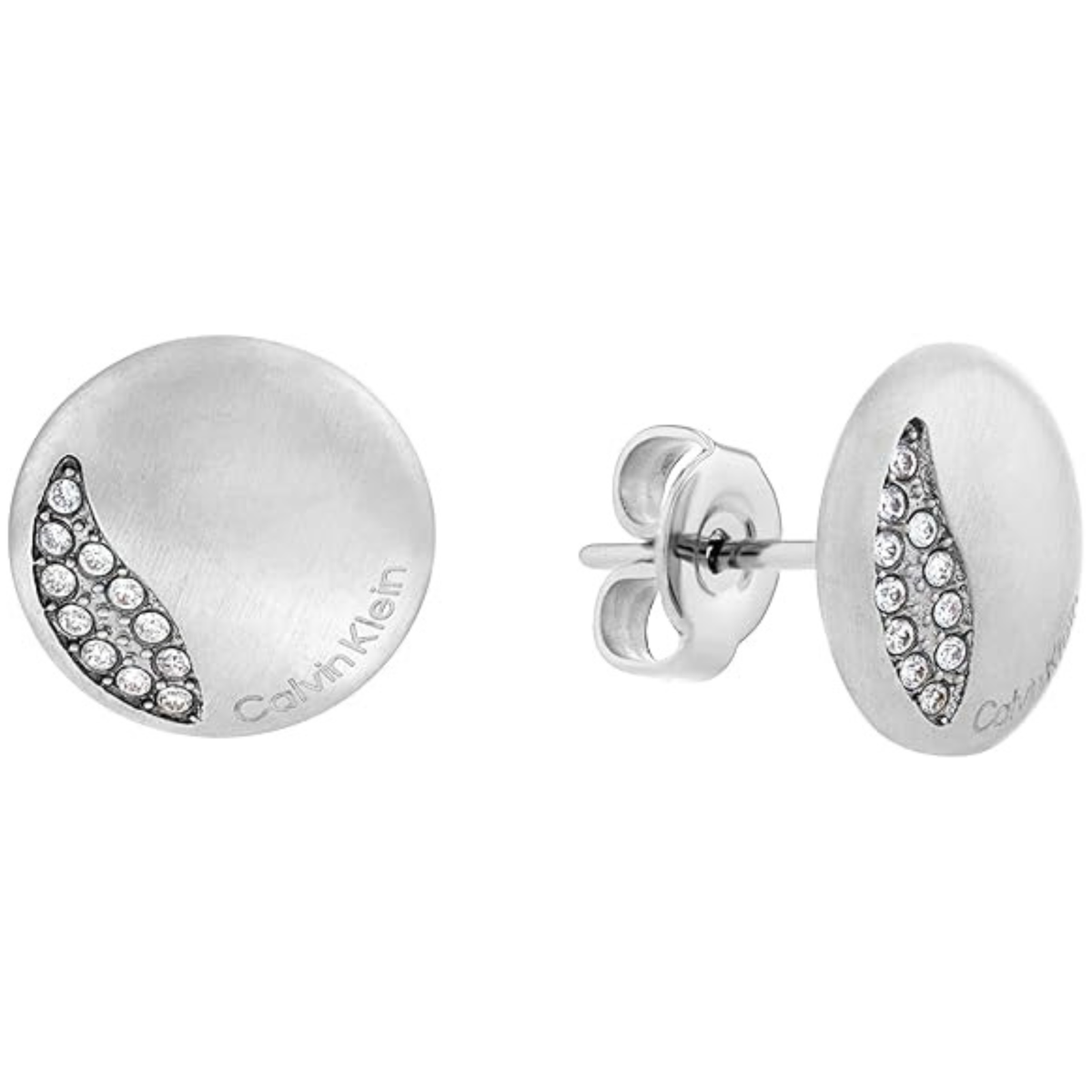 Calvin Klein Minimal Circular Collection Women's Stud Earrings with Crystals