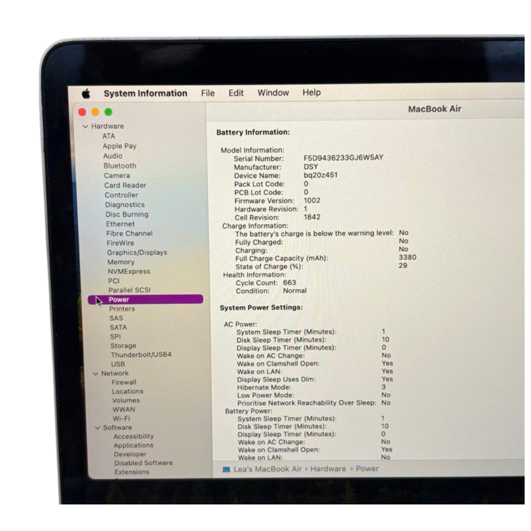 MacBook Air 2019 13-Inch 8GB Ram 256GB SSD (No Charger)