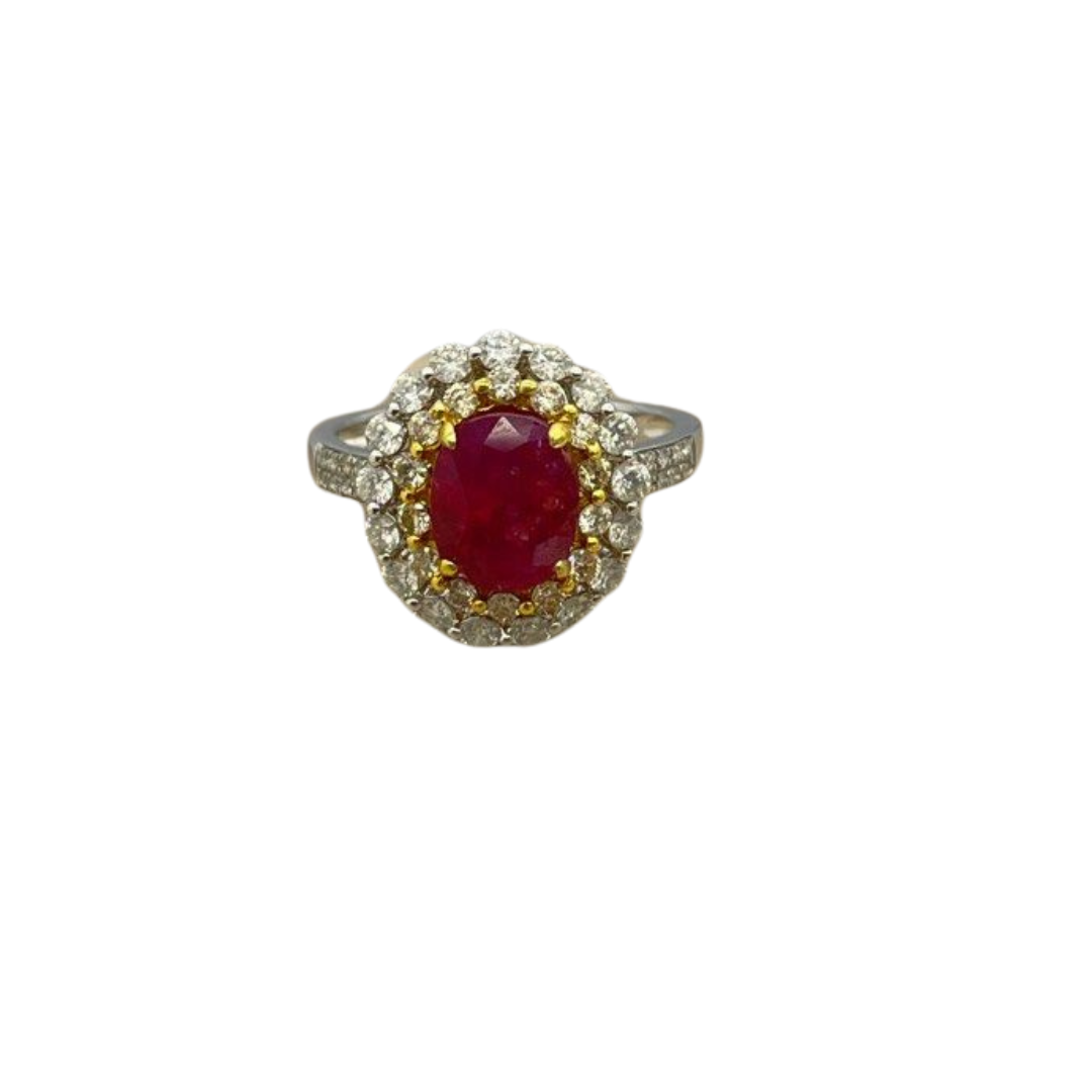 Unheated Ruby & Diamond Ring set in 750 White Gold with Cert Secondary image