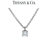 Tiffany & Co. 0.21ct Natural Round Diamond Pt950 Solitaire Pendant Necklace