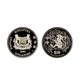 The Singapore Mint 2004 Singapore Year of the Monkey $10 999 Fine Silver 2oz Coin