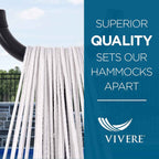 Vivere Double Cotton Hammock with Space Saving White Steel Stand