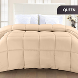Utopia Bedding Comforter Duvet Insert - Quilted Comforter with Corner Tabs - Box Stitched Down Alternative Comforter (Queen, Beige)