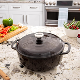 Lodge EC6D18 Enameled Cast Iron Dutch Oven, Midnight Chrome, 6 Quart