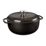 Lodge EC6D18 Enameled Cast Iron Dutch Oven, Midnight Chrome, 6 Quart