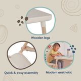B. toys- B. spaces- Table and Chair Set- Furniture For Toddlers- 1 Craft Table & 2 Chairs- Natural Wooden Legs- Ivory