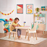 B. toys- B. spaces- Table and Chair Set- Furniture For Toddlers- 1 Craft Table & 2 Chairs- Natural Wooden Legs- Ivory
