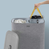 Joseph Joseph Tota 90 liter/23.8 gallon Laundry Hamper Separation Basket with lid, 2 Removable Washing Bags with Handles - Gray