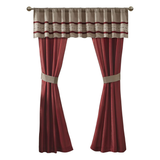 Madison Park Essentials Jelena Room in A Bag Faux Silk Comforter Classic Luxe All Season Down Alternative Bedding, Matching Bedskirt, Curtains, Decorative Pillows, Queen(90"x90"), Red, 24 Piece