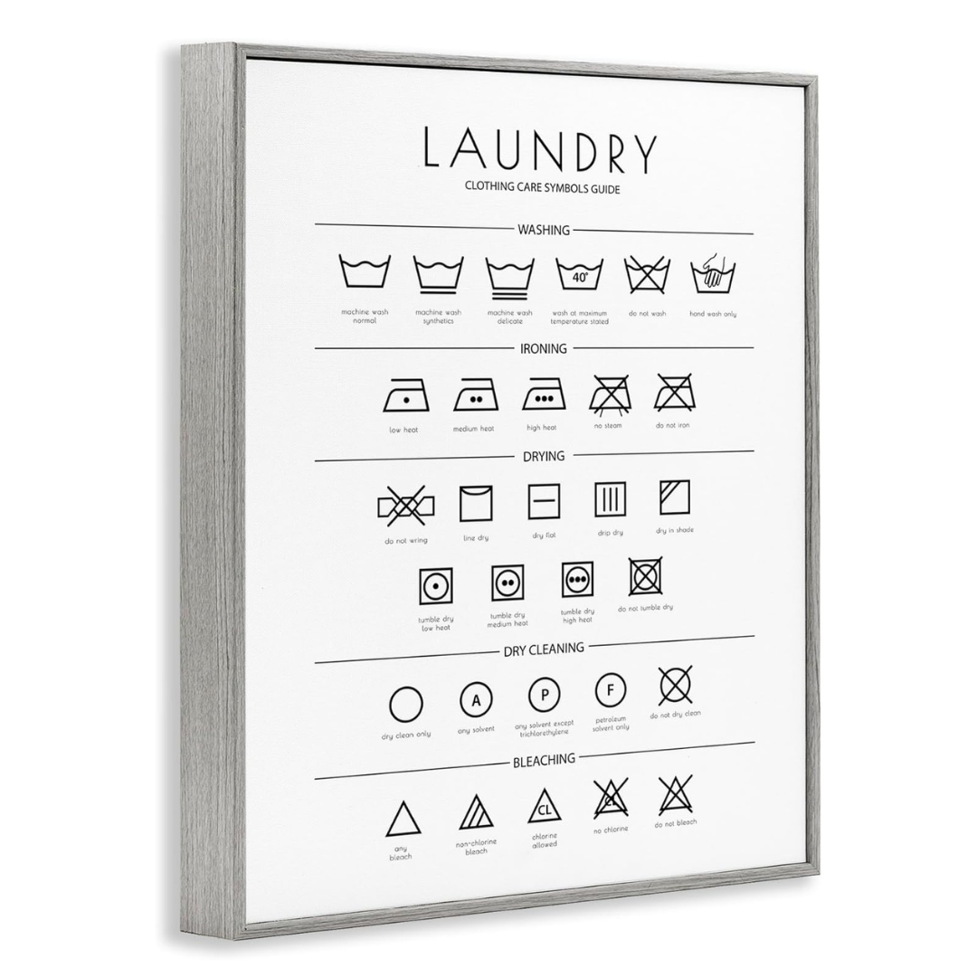 Stupell Industries Laundry Cleaning Symbols Minimal Design Gray Framed Giclee Art Design by Martina Pavlova, 24 x 30in Secondary image