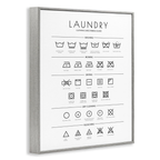 Stupell Industries Laundry Cleaning Symbols Minimal Design Gray Framed Giclee Art Design by Martina Pavlova, 24 x 30in