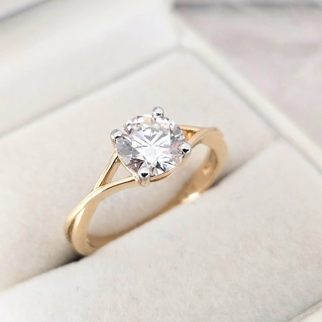 14KYG Ladies Lab Grown Diamond Ring LD1=1.16cts E-F VS1