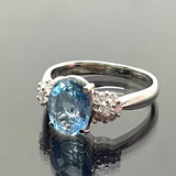 PT900 Aquamarine Diamond Lady Ring
