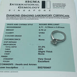 18KWG Diamond D1=0.7cts , VVS2 , G Color , Lady Ring With Cert