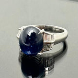 PT900 Blue Sapphire 8.03cts , Diamond D12=0.5cts Lady Ring