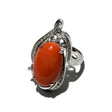 18KWG Peach Coral=6.66cts Ring With Cert