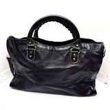 Balenciaga City Black Chevre Metallic Edge Tote Bag