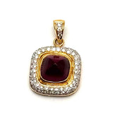 18KYG Diamond=0.45cts, Garnet=4.51cts Pendant With Cert