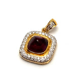 18KYG Diamond=0.45cts, Garnet=4.51cts Pendant With Cert