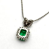 Pt900 Diamond=0.3cts, Emerald=0.94cts Necklace With Cert