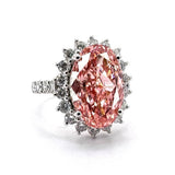 18KWG Pink Lab Grown Diamond=7.01cts, D26=1.34cts,VS1 Lady RIng With Cert