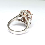 18KWG Pink Lab Grown Diamond=6cts, D36=1.45cts,VS1 Lady RIng