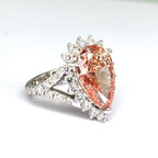 18KWG Pink Lab Grown Diamond=6cts, D36=1.45cts,VS1 Lady RIng