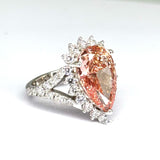 18KWG Pink Lab Grown Diamond=6cts, D36=1.45cts,VS1 Lady RIng