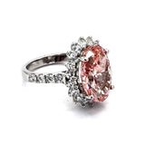 18KWG Pink Lab Grown Diamond=7.01cts, D26=1.34cts,VS1 Lady RIng With Cert