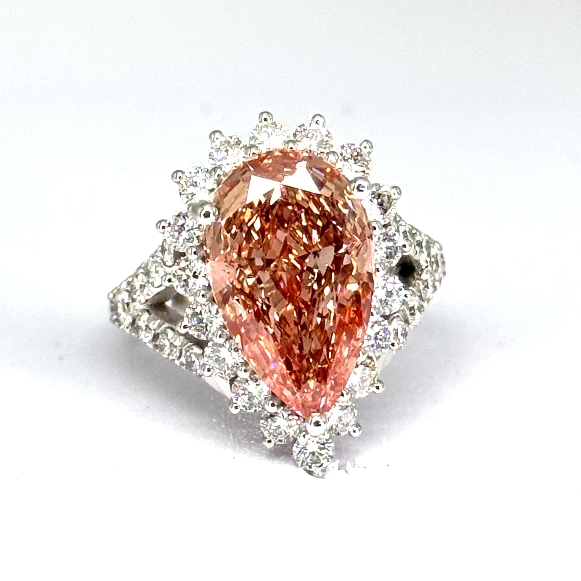 18KWG Pink Lab Grown Diamond=6cts, D36=1.45cts,VS1 Lady RIng Main image